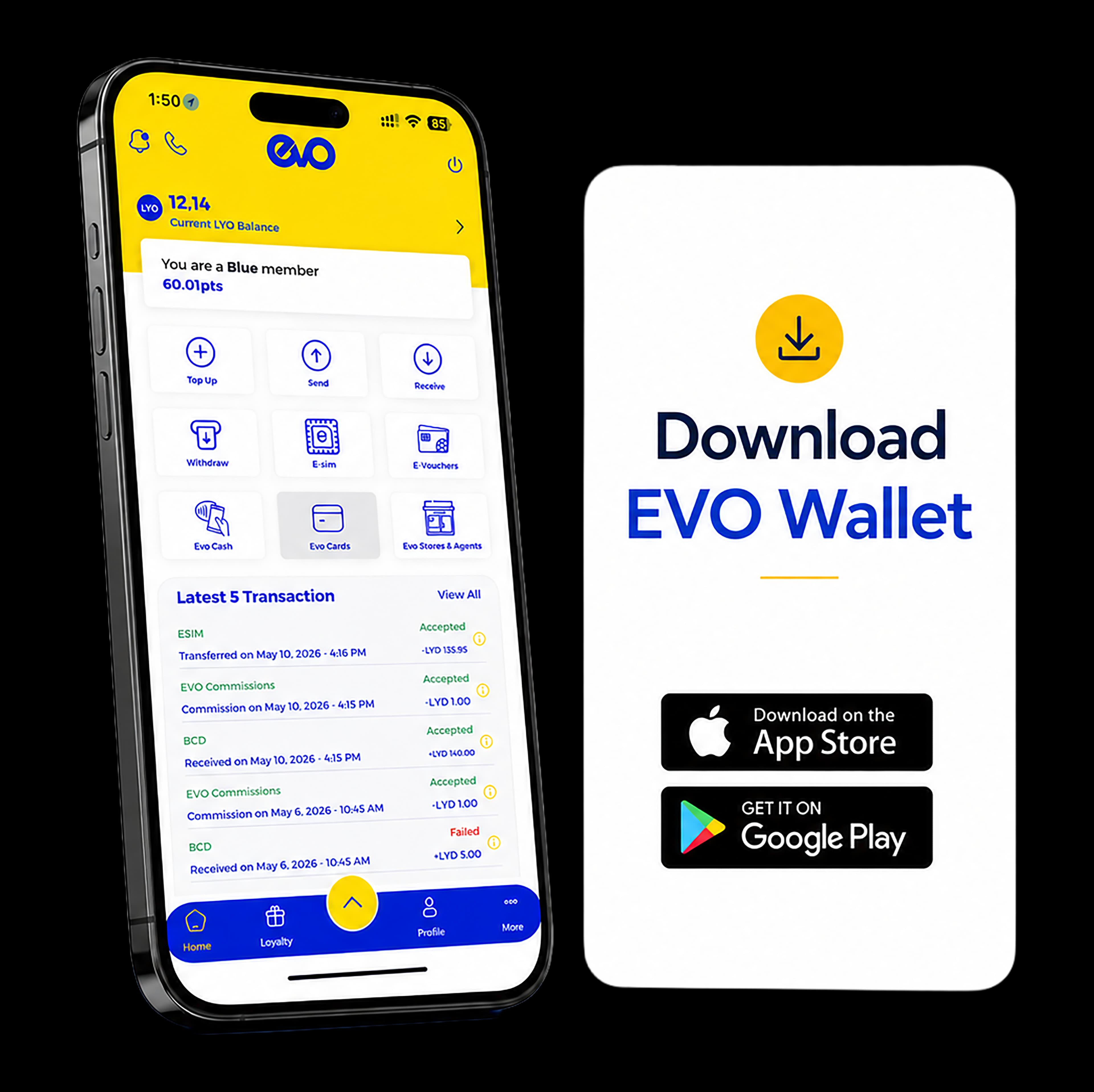 Scan to download the EVO Wallet app