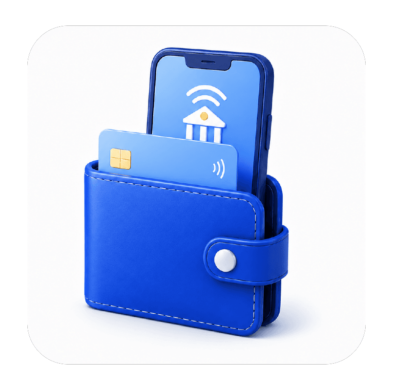 Digital banking and EVO Wallet graphic for EVO solutions