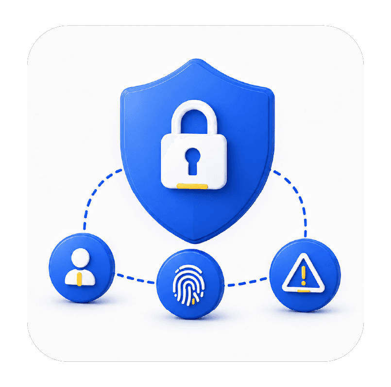 Cybersecurity compliance and fraud management graphic for EVO solutions